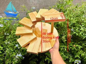 Khay gỗ bậc thang 8 tầng đế tròn trang trí sushi sashimi