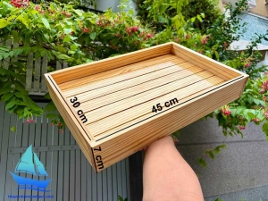Khay Gỗ Chữ Nhật 45x30cm Đựng Sushi Sashimi Cá Hồi