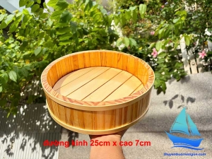 Sushi sashimi thố gỗ tròn 25cm nhà hàng Nhật