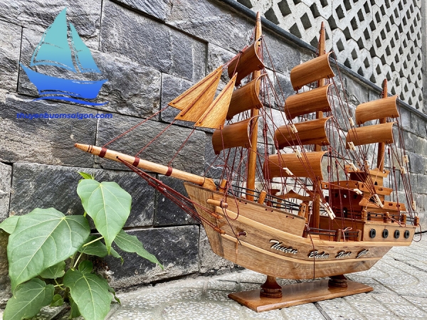 Mua Mô hình tàu thuyền gỗ trang trí thuận buồm xuôi gió  Buồm gỗ  Thân  tàu dài 60cm